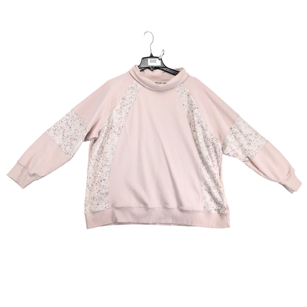 Cato Pink Cowl Neck Sweatshirt Top Plus Size 22/24W Casual Cozy Colorblock Panel